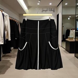 Joseph Ribkoff, Black A-Line Skirt With White Trim, Size 12